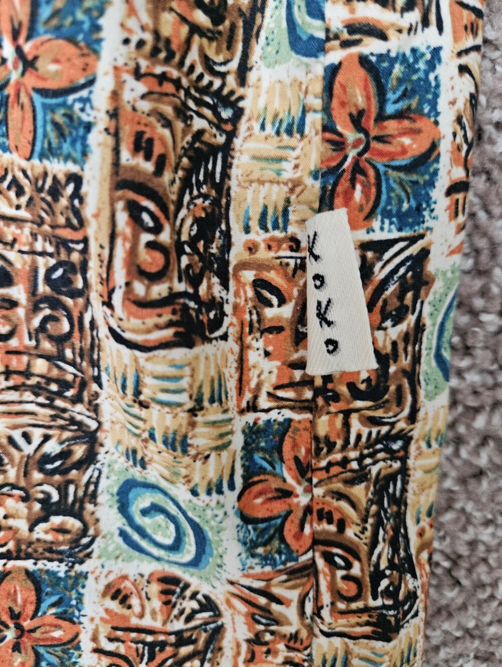 KOKO ISLAND Vintage Classic Hawaiian Tiki Block Print Shirt | SZ L - Picture 4 of 6